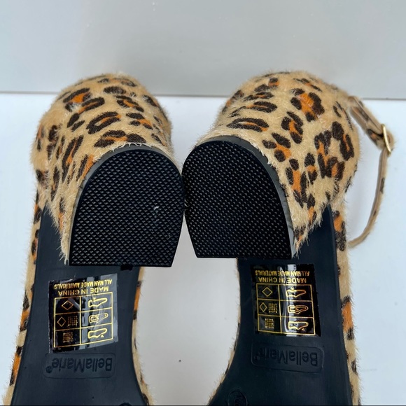 New Bella Marie Leopard Pony Hair Ankle Strap Sandals - Size 9 - Picture 5 of 6